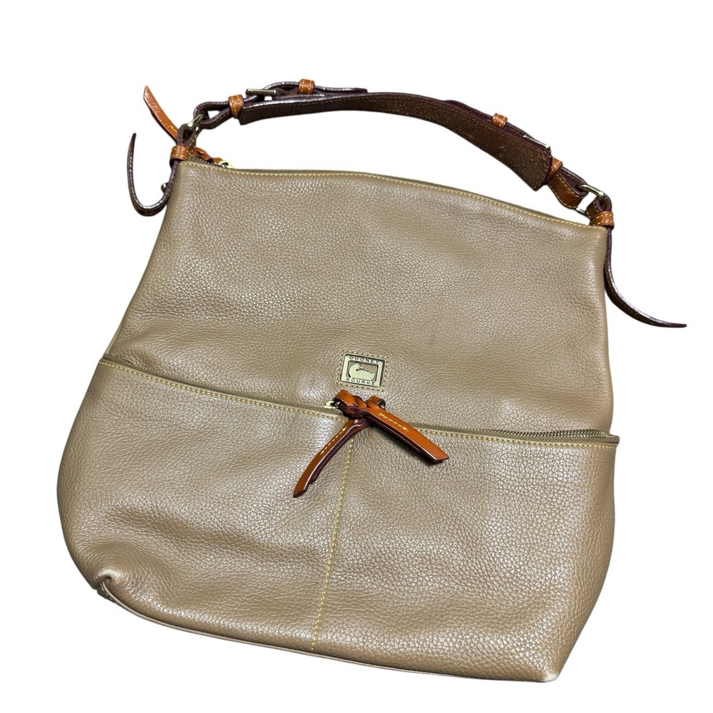 Dooney & Bourke Taupe Pebble Leather Hobo Bag